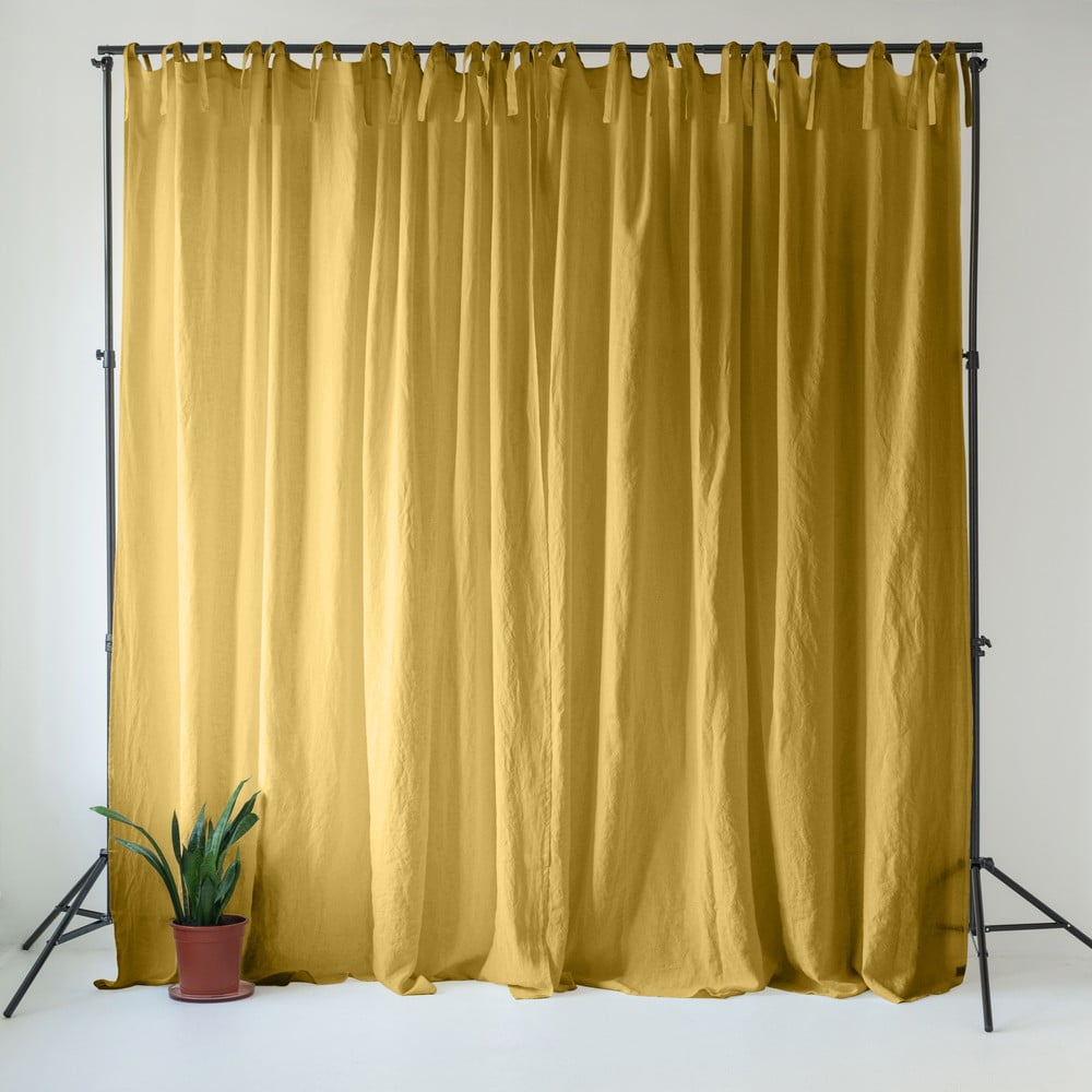 Sárga len függöny 140x170 cm Lemon Curry – Linen Tales