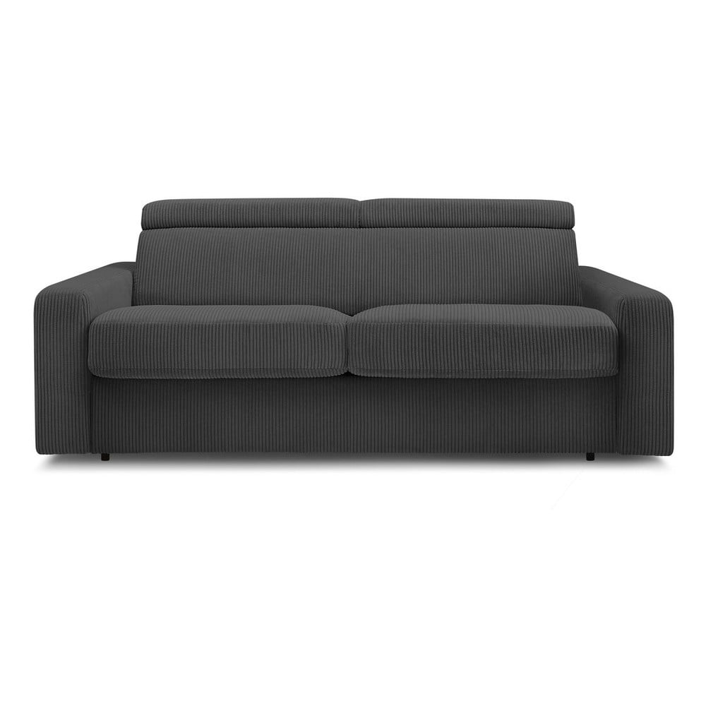 Sötétszürke kordbársony kinyitható kanapé 215 cm Monaco – Bobochic Paris