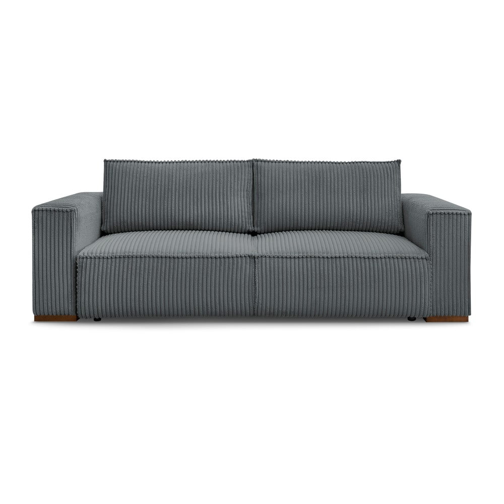 Sötétszürke kordbársony kinyitható-tárolóhelyes kanapé 244 cm Chelsea – Bobochic Paris