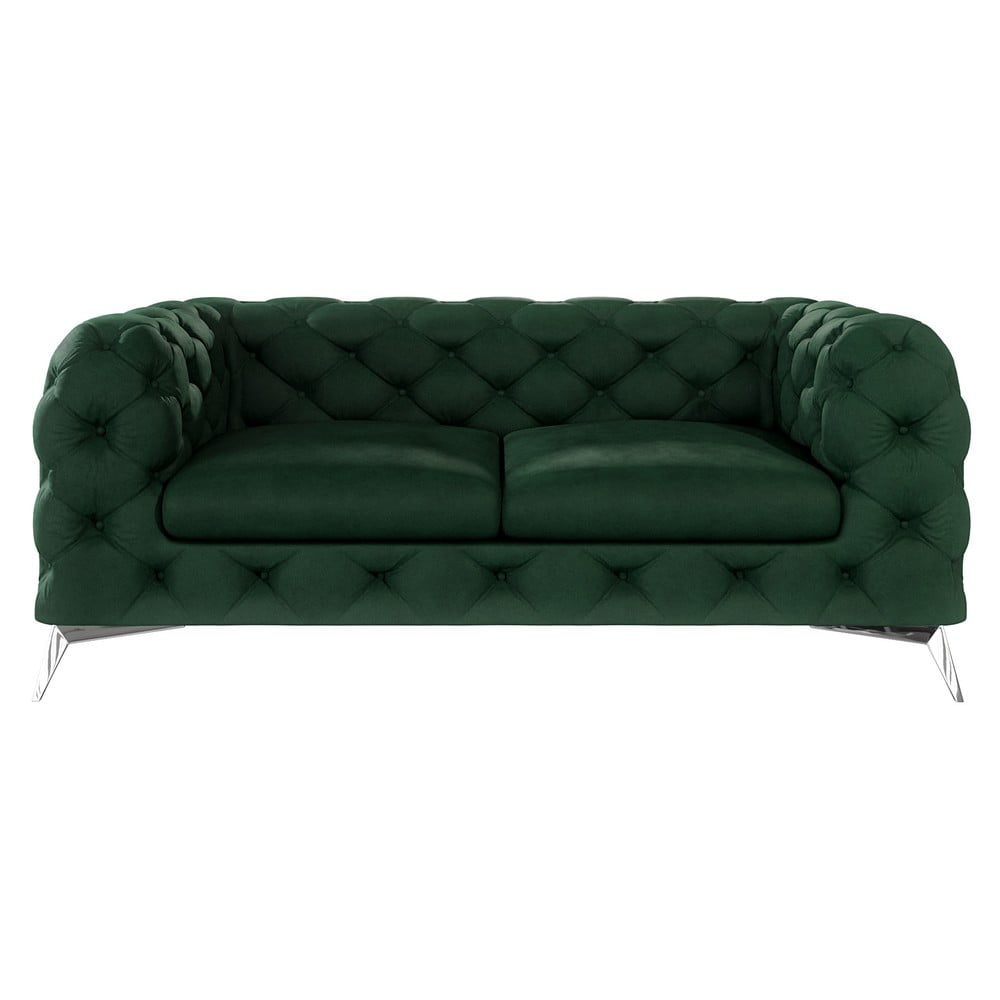 Sötétzöld bársony kanapé 185 cm Chelsea – Ropez