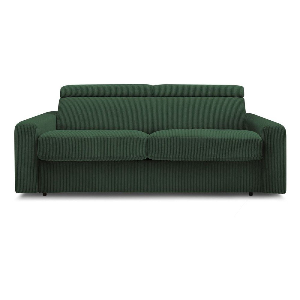 Sötétzöld kordbársony kinyitható kanapé 215 cm Monaco – Bobochic Paris