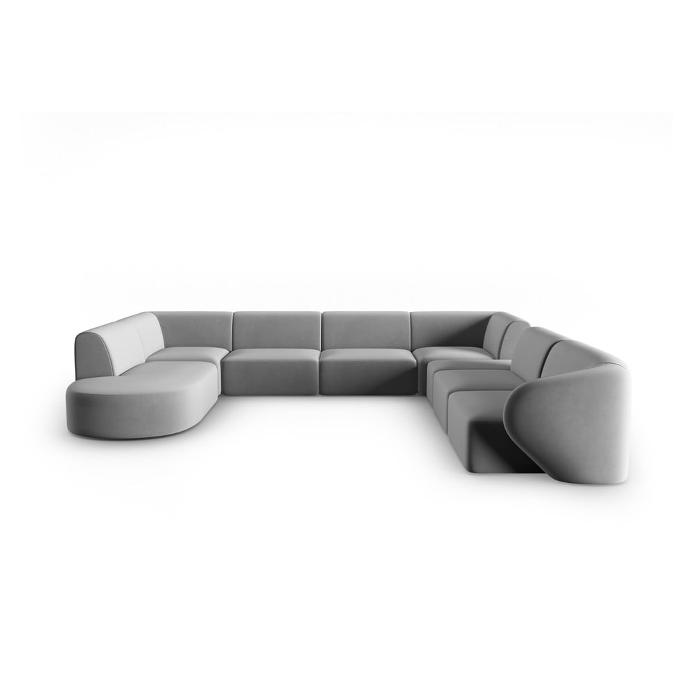 Szürke bársony sarokkanapé (jobb oldali-U alakú) Paolo – Milo Casa