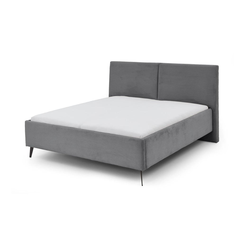 Szürke kárpitozott franciaágy ágyrács nélkül 180x200 cm Lando – Meise Möbel