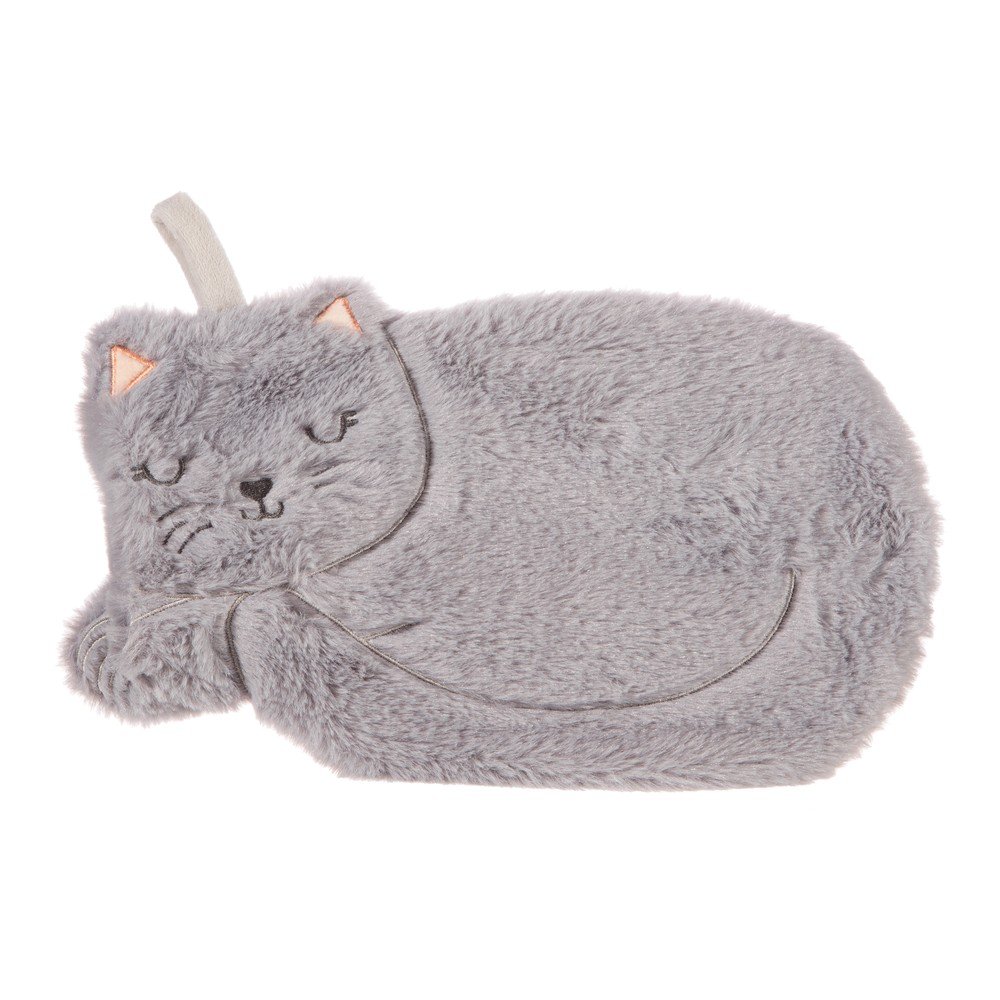 Szürke mikroplüss melegvizes palack 700 ml Cat – Sass & Belle