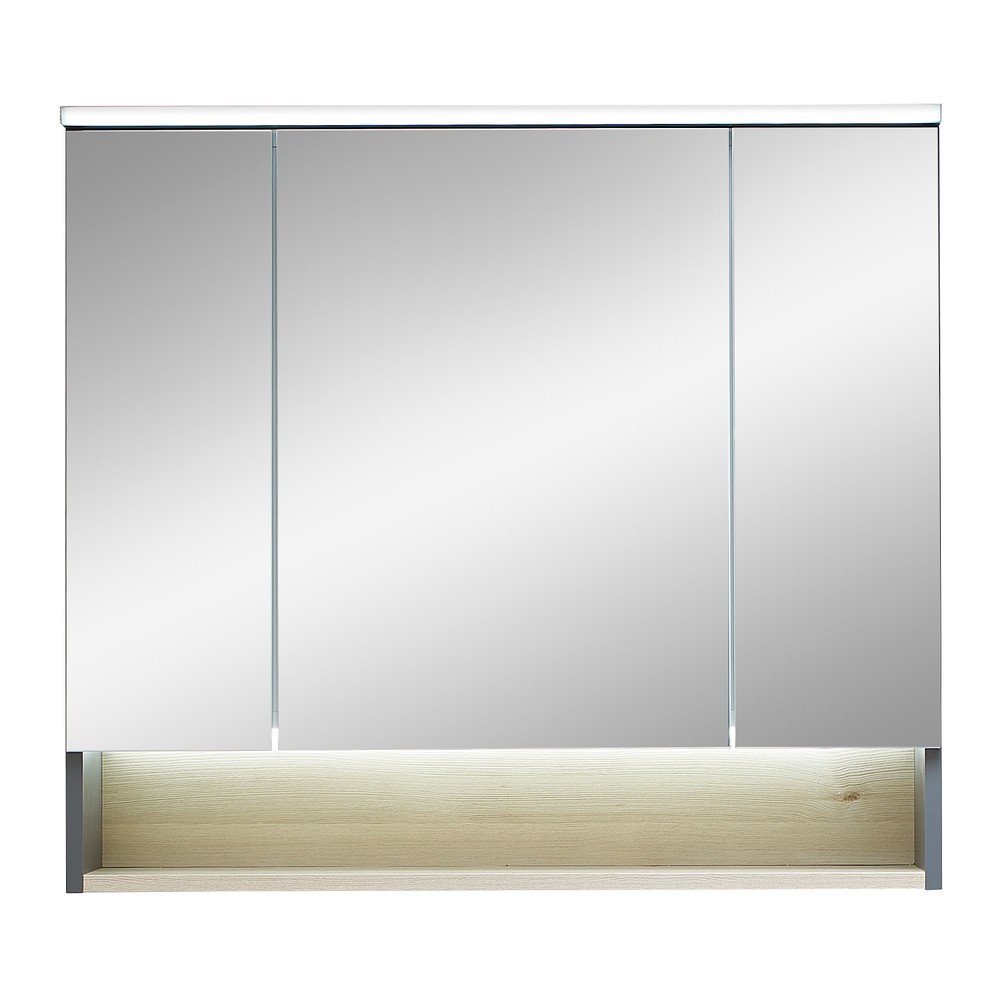 Szürke-natúr színű fürdőszoba szekrény borovi fenyő dekorral 72x80 cm Quickset 394 – Pelipal