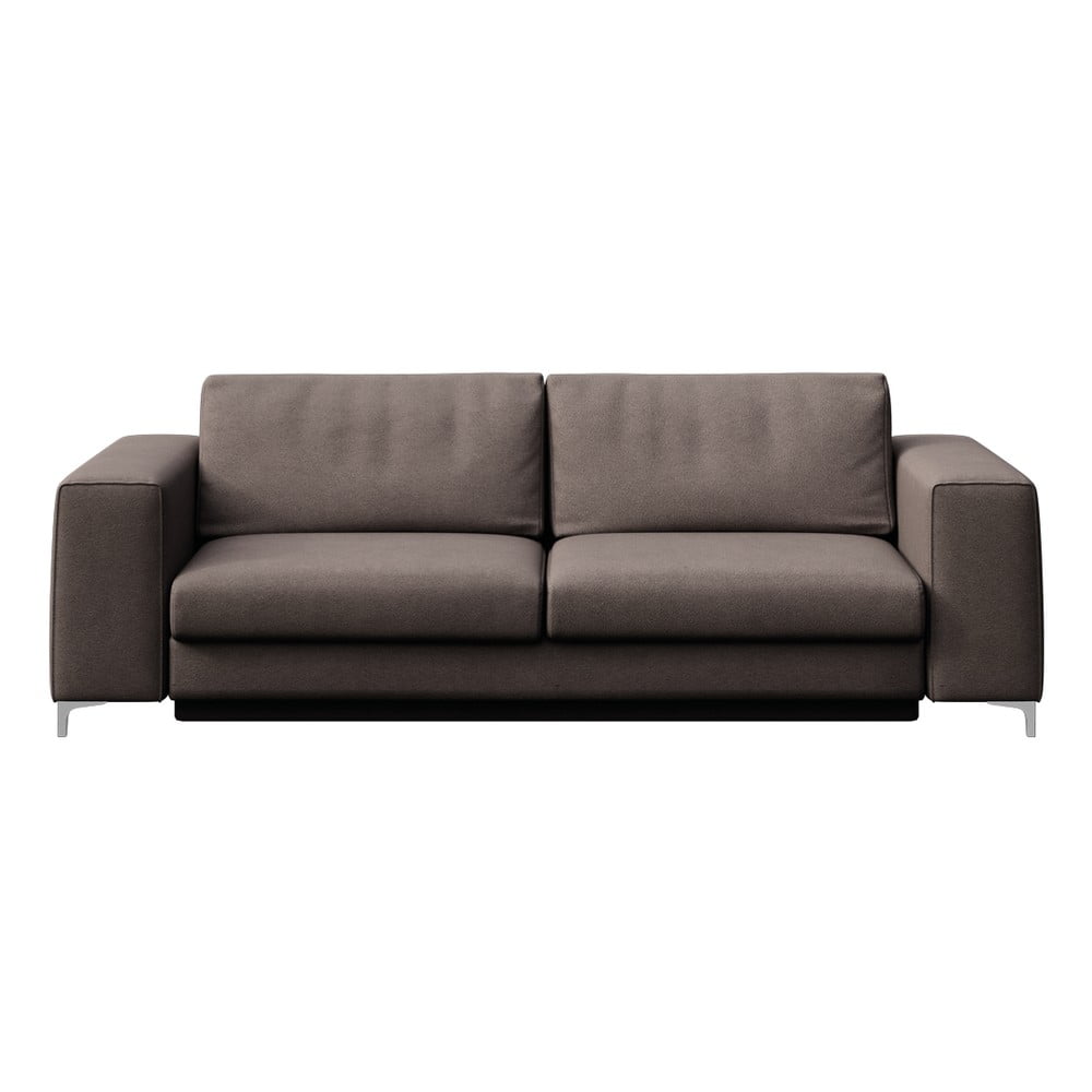 Szürkésbarna bársony kinyitható kanapé 256 cm Rene – Rodier
