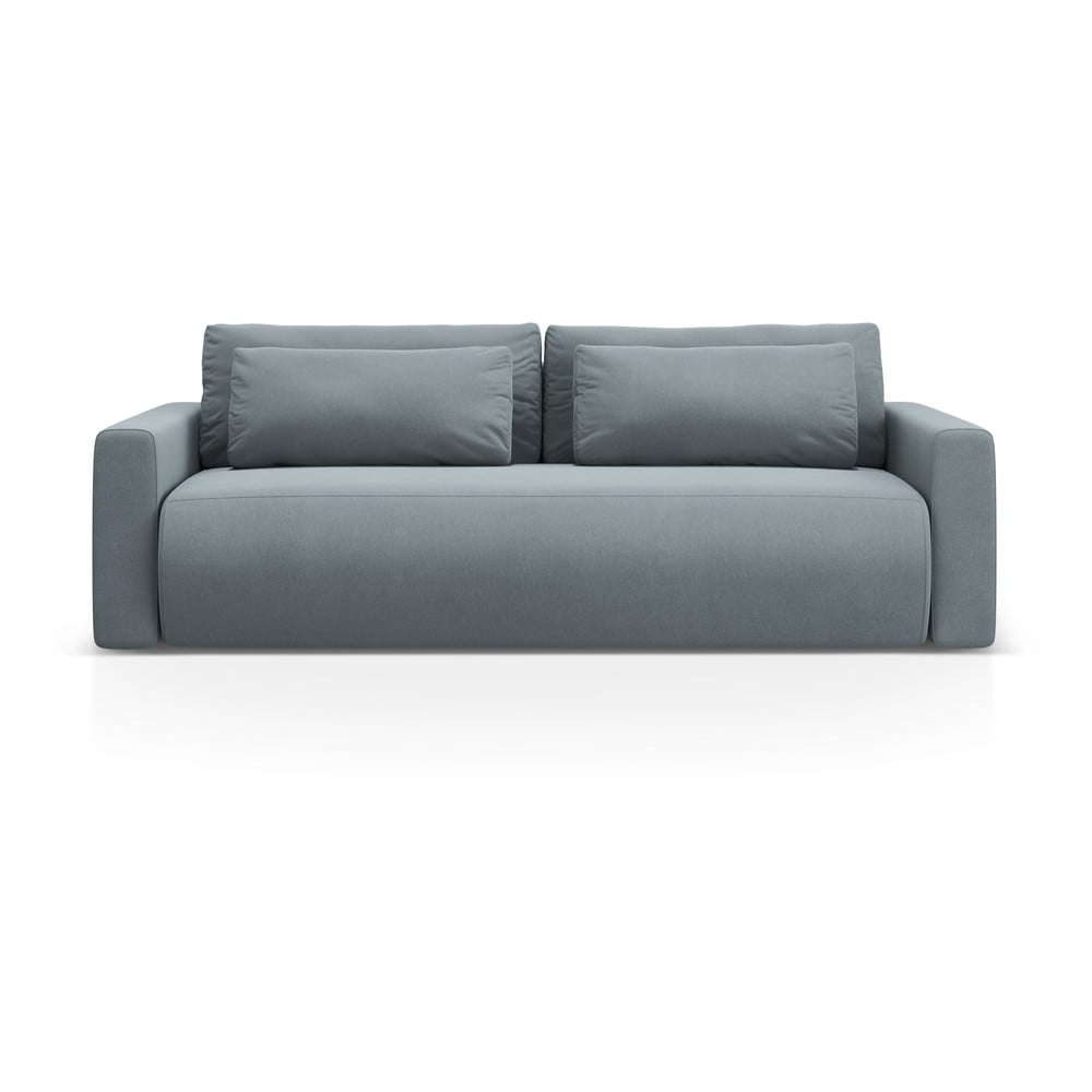 Szürkéskék bársony kinyitható tárolóhelyes kanapé 238 cm Belfast – Cosmopolitan Design