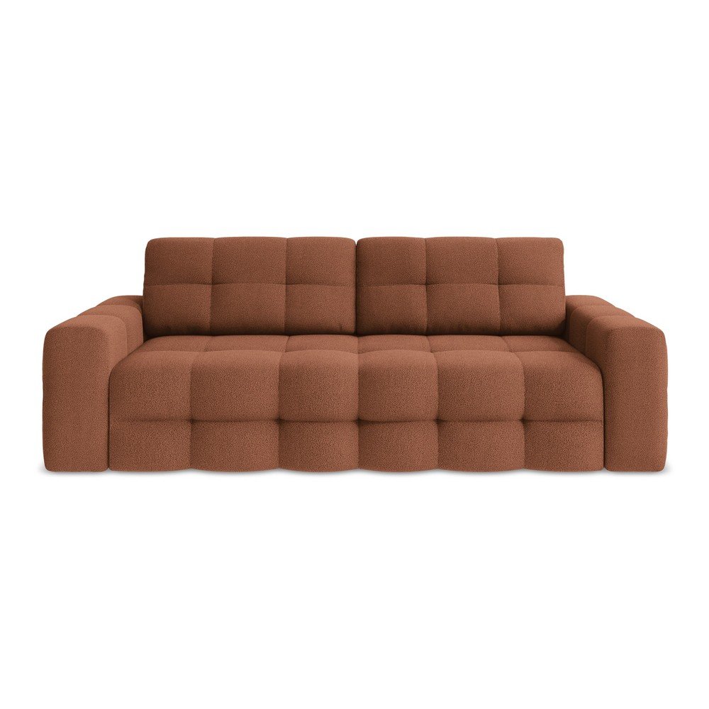 Terrakotta színű buklé kinyitható kanapé 255 cm Milu – Makamii