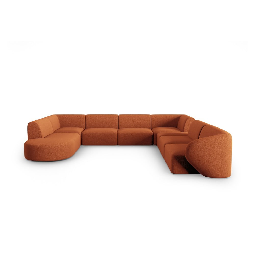Terrakotta színű zsenília sarokkanapé (jobb oldali-U alakú) Paolo – Milo Casa