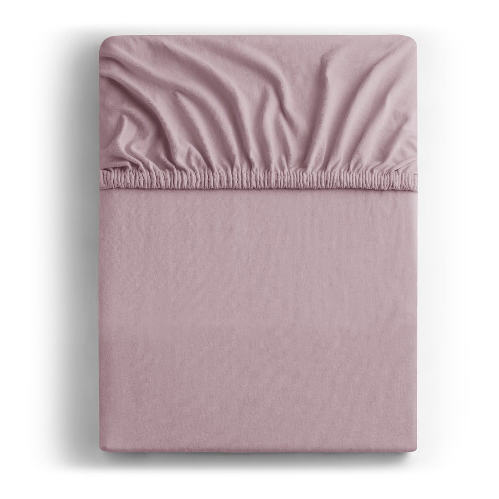 Törtrózsaszín gumis jersey lepedő 180x200 cm Amber – Restilo