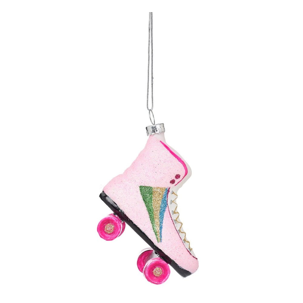 Üveg kézzel készített karácsonyfadísz 8 cm Retro Rollerskate – Sass & Belle