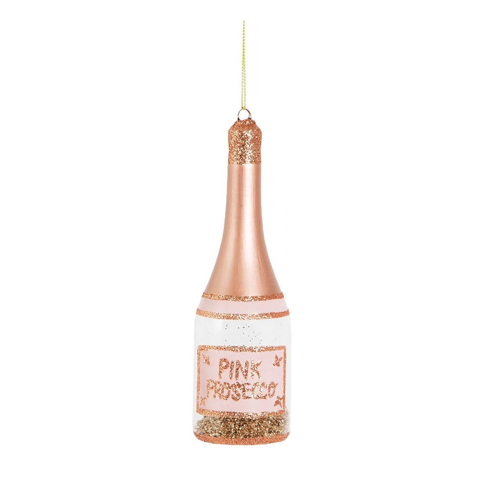 Üveg kézzel készített karácsonyfadísz ø 5 cm Pink Prosecco – Sass & Belle