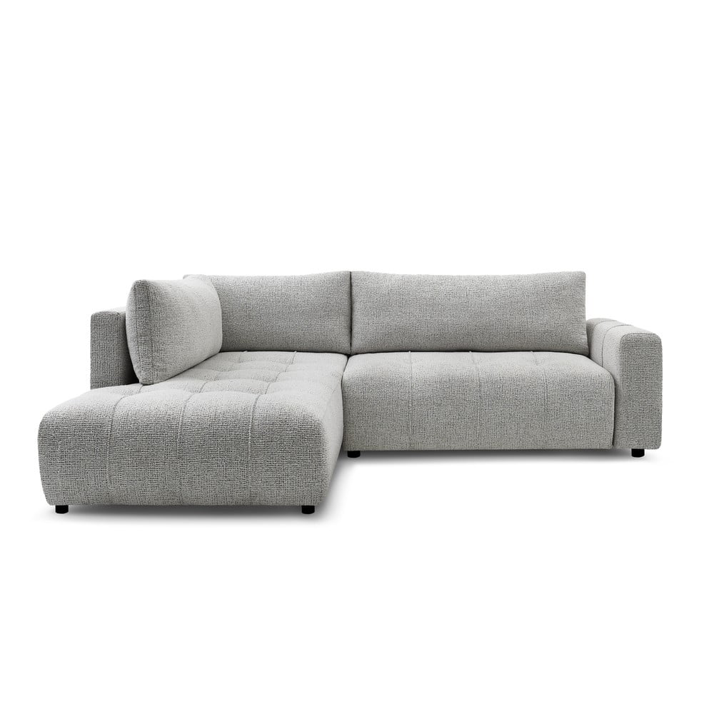 Világosszürke kinyitható-tárolóhelyes sarokkanapé (bal oldali-L alakú) Arsene – Bobochic Paris