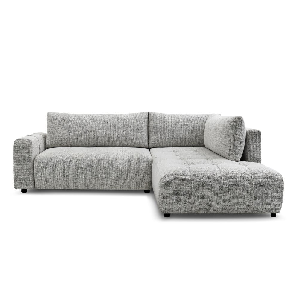 Világosszürke kinyitható-tárolóhelyes sarokkanapé (jobb oldali-L alakú) Arsene – Bobochic Paris