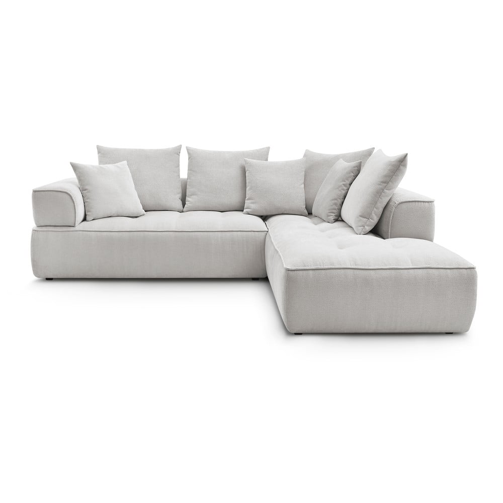 Világosszürke zsenília sarokkanapé (jobb oldali-L alakú) Whesley – Bobochic Paris