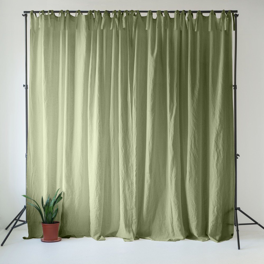 Világoszöld len függöny 140x250 cm Sage – Linen Tales