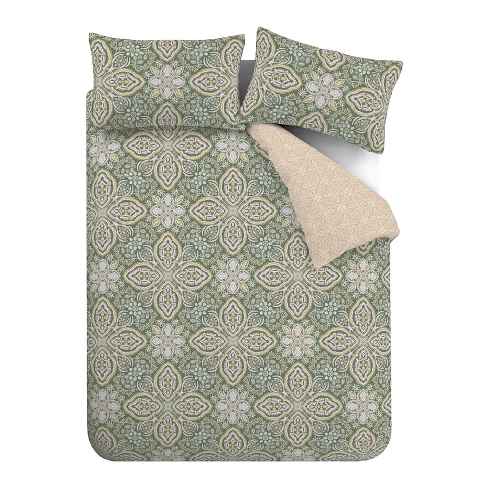 Zöld-bézs kétszemélyes ágyneműhuzat 200x200 cm Alba Geo – Pineapple Elephant