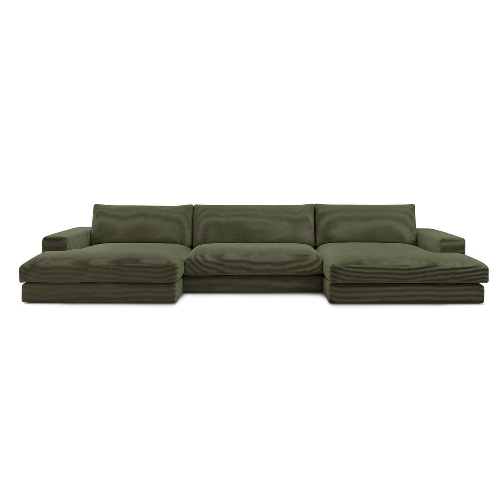 Zöld kordbársony (U alakú) sarokkanapé Leonard – Bobochic Paris