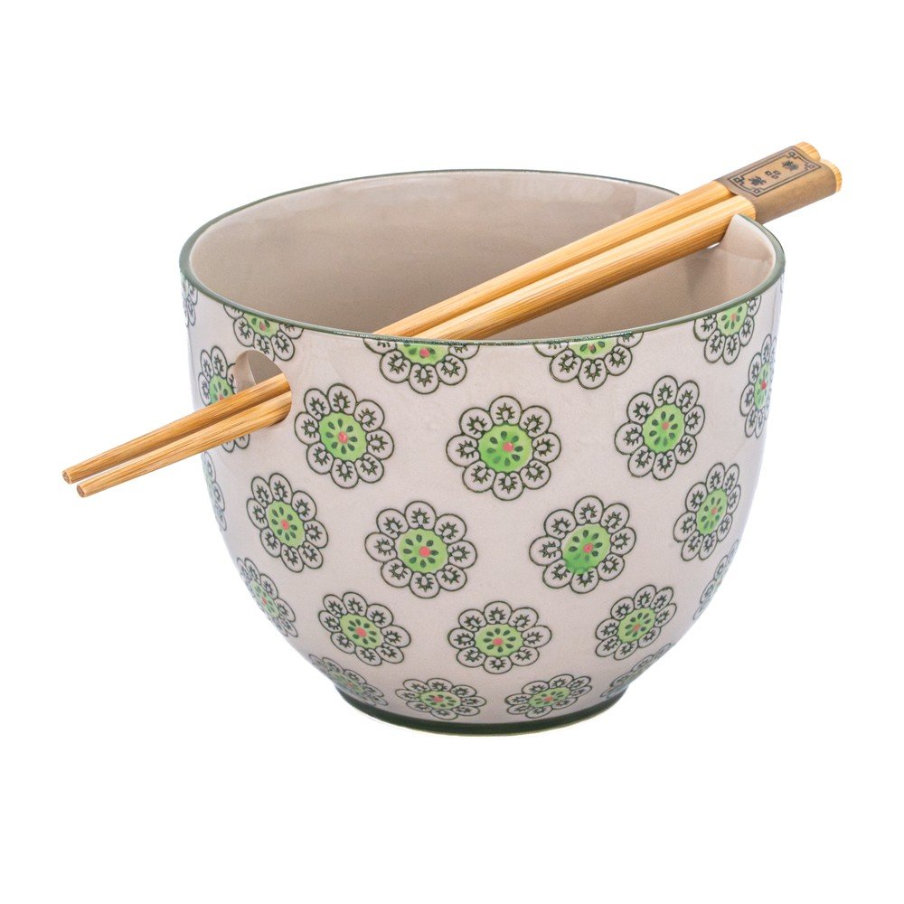 Zöld-szürke agyagkerámia tálka 450 ml Geometric – Sass & Belle