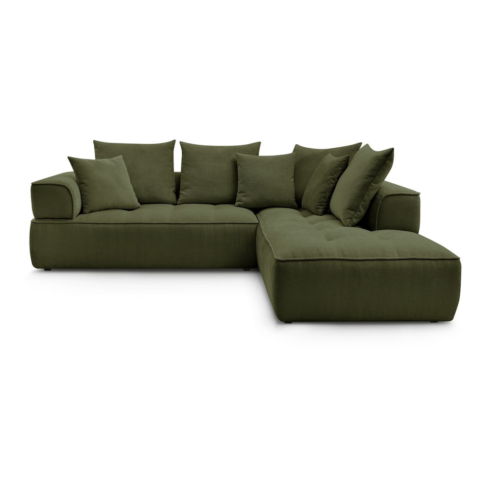 Zöld zsenília sarokkanapé (jobb oldali-L alakú) Whesley – Bobochic Paris