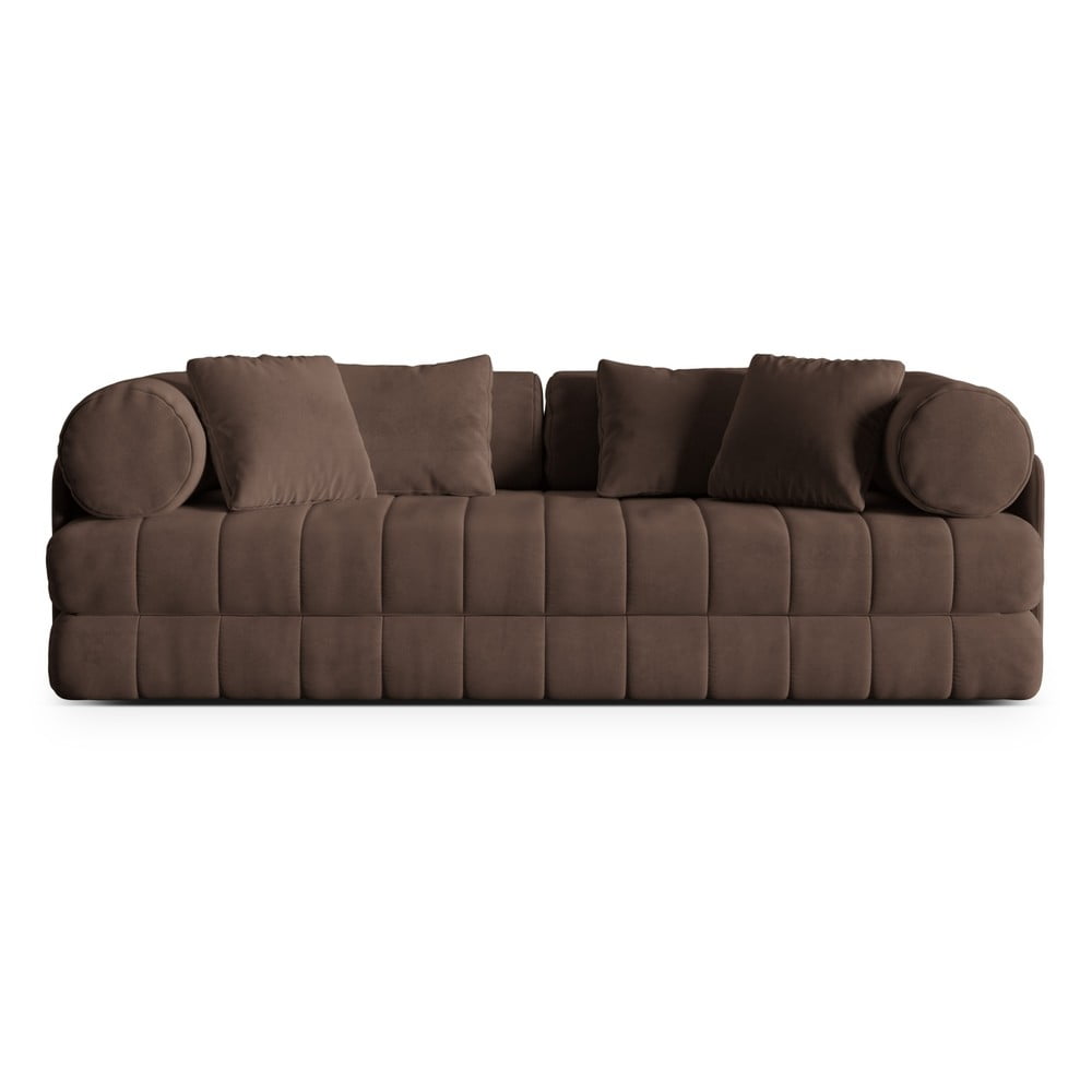 Barna bársony kinyitható kanapé 206 cm Kemi – Cosmopolitan Design