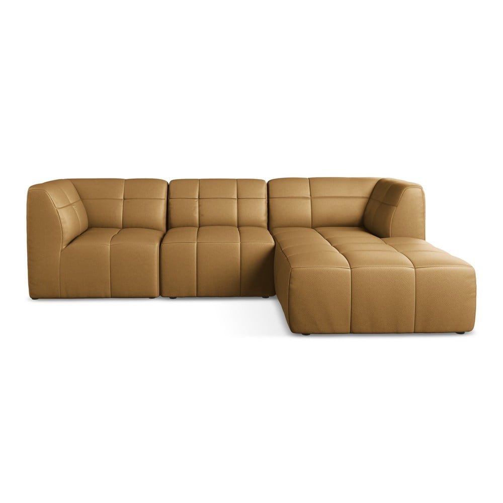 Barna bőrutánzat sarokkanapé (jobb oldali-heverő résszel) Aloha – Makamii