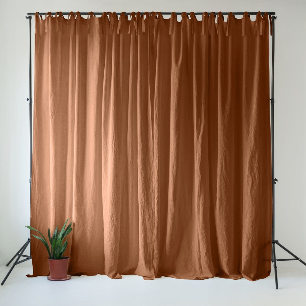 Barna len függöny 140x300 cm Hazelnut – Linen Tales