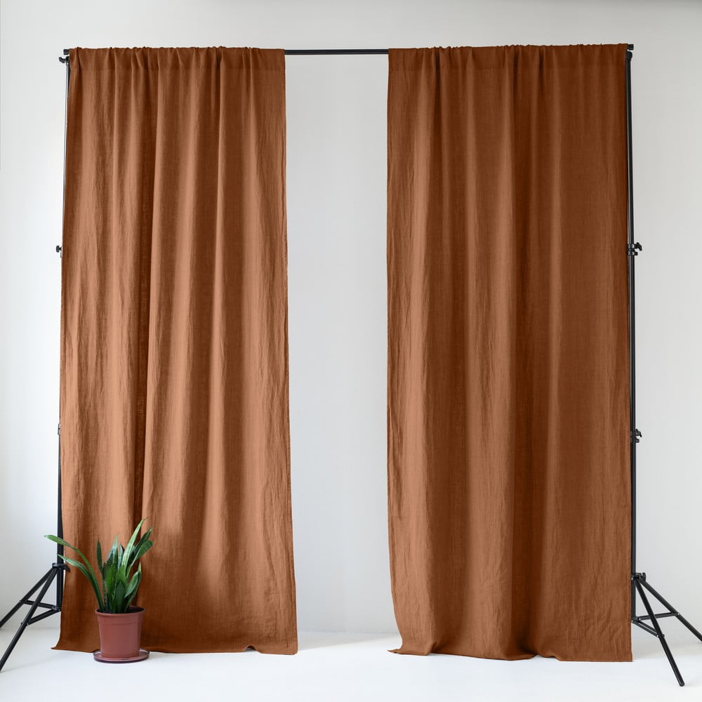Barna len függöny 140x330 cm Hazelnut – Linen Tales