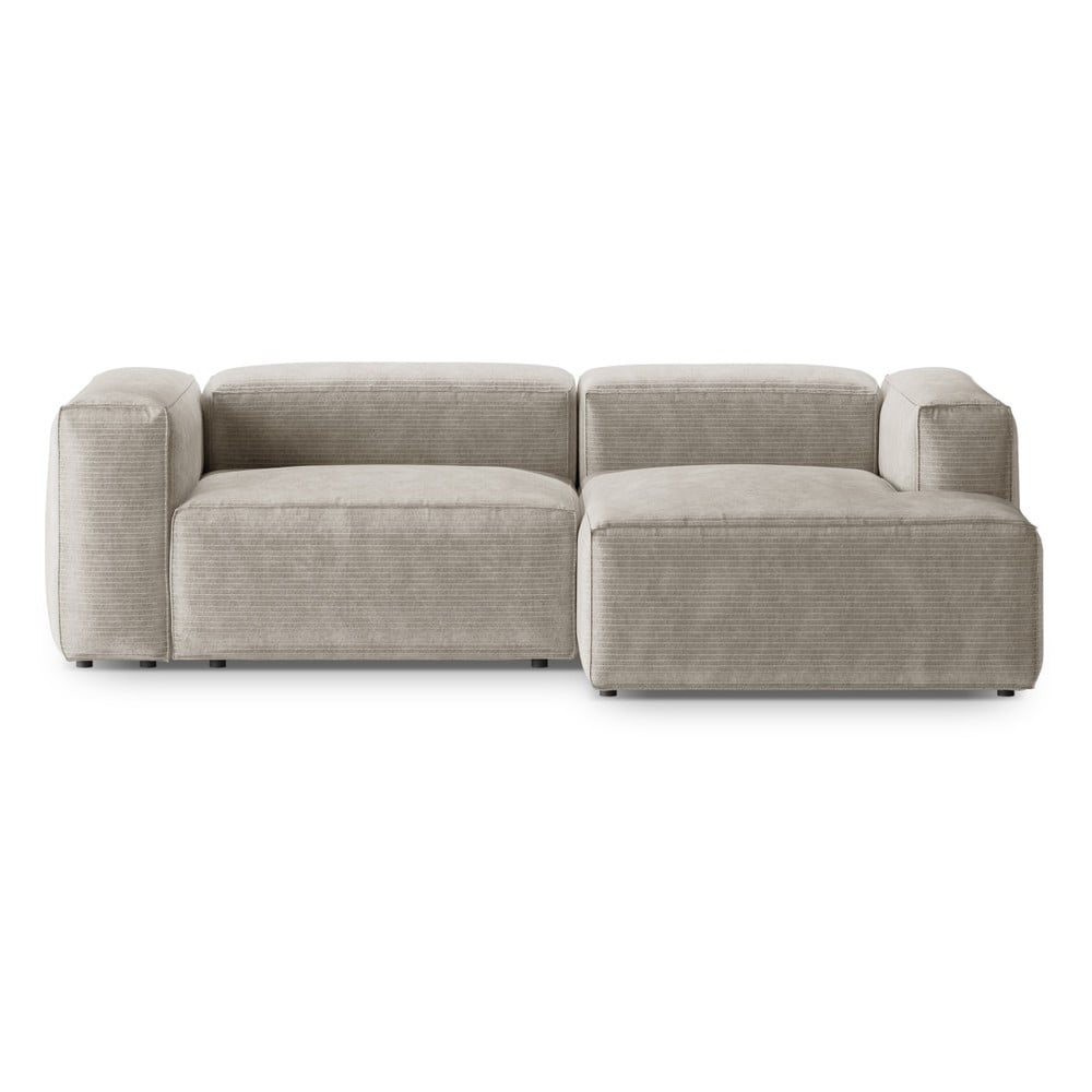 Bézs kordbársony sarokkanapé (jobb oldali-heverő résszel) Bergano – Cosmopolitan Design