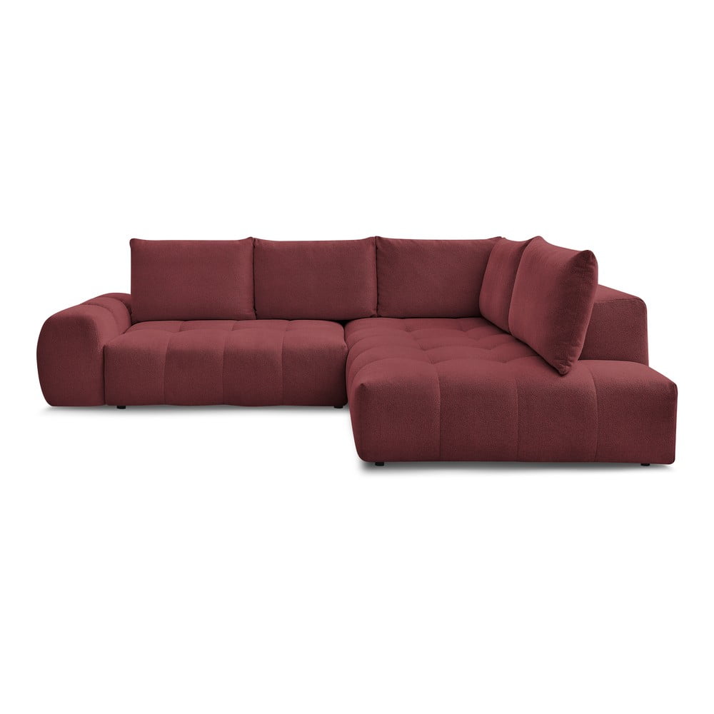 Borvörös zsenília kinyitható-tárolóhelyes sarokkanapé (jobb oldali-L alakú) Everest – Bobochic Paris