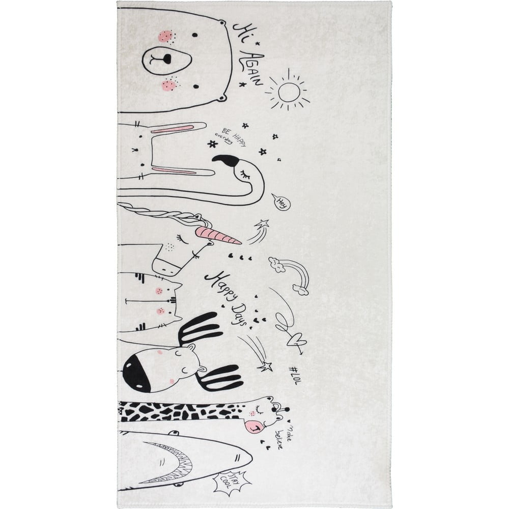 Elefántcsont színű mosható gyerek szőnyeg 120x180 cm Animal Kingdom – Vitaus