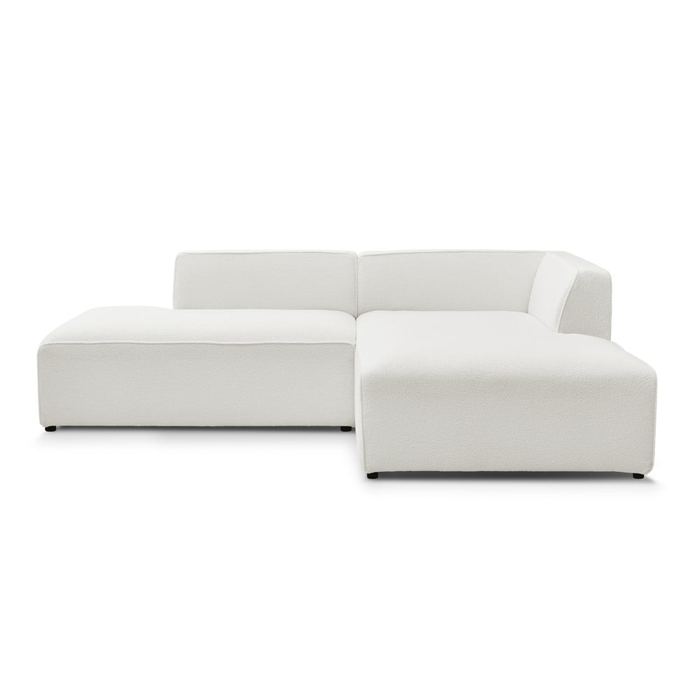 Fehér buklé moduláris sarokkanapé (jobb oldali-L alakú) Megeve – Bobochic Paris