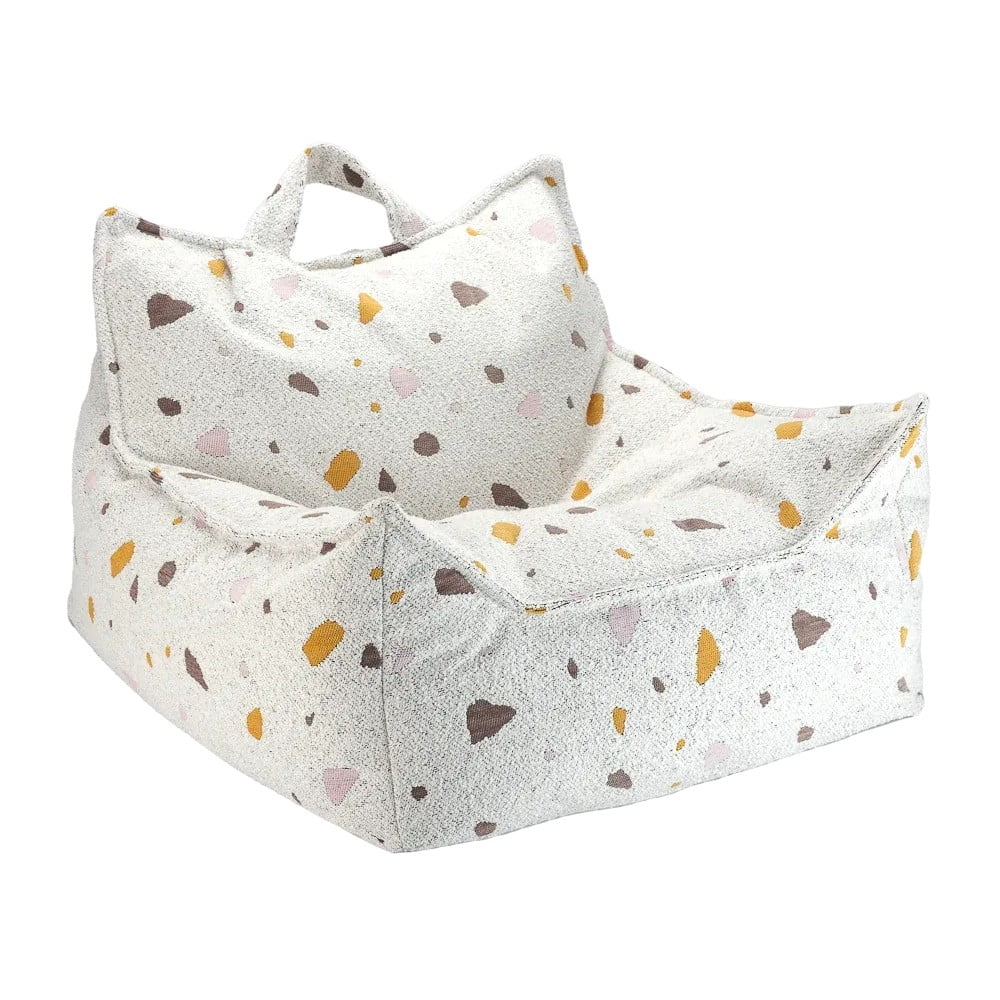 Fehér buklé-zsenília gyerek babzsákfotel Terrazzo Chair – Wigiwama