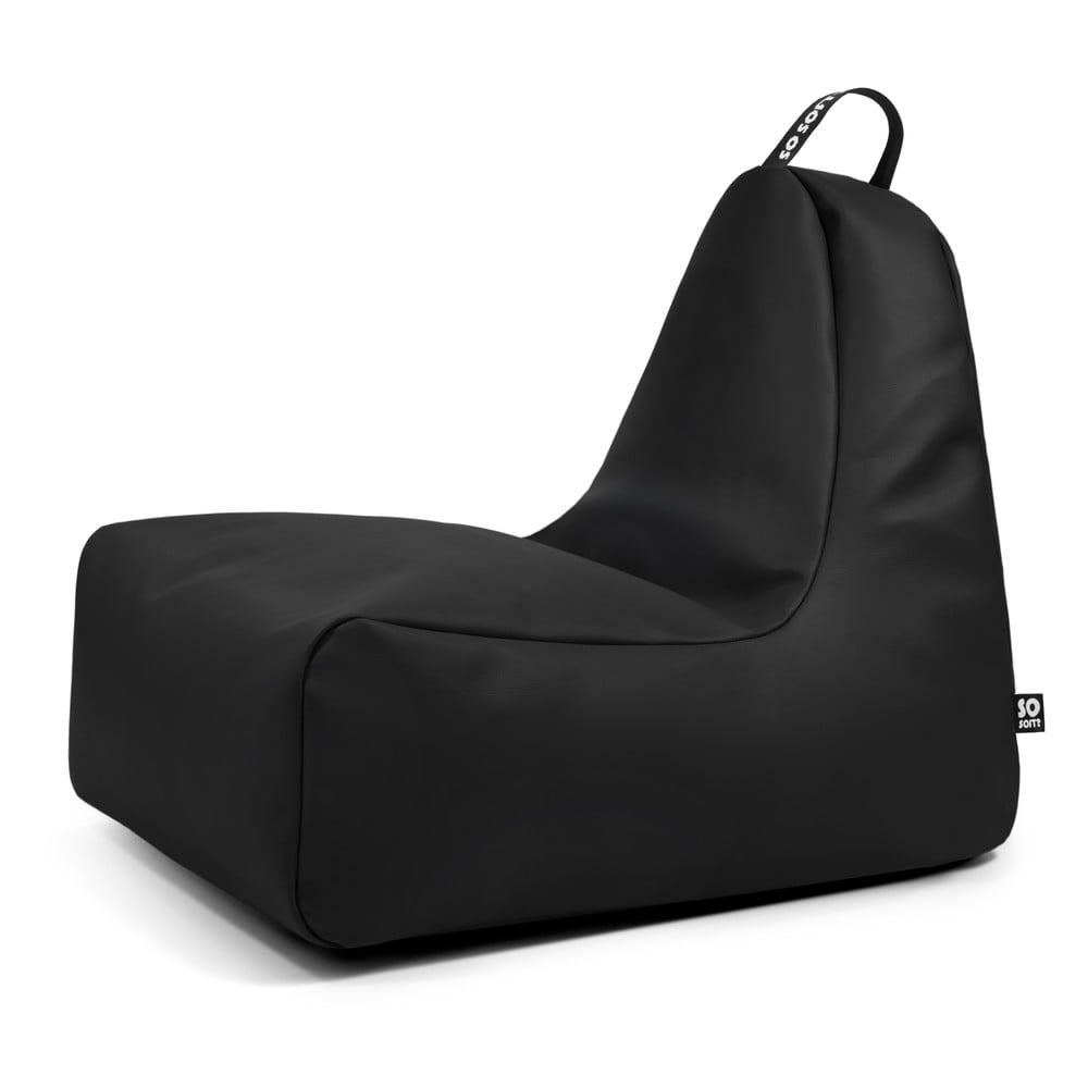 Fekete bőrutánzat babzsákfotel Chill L – So Soft?
