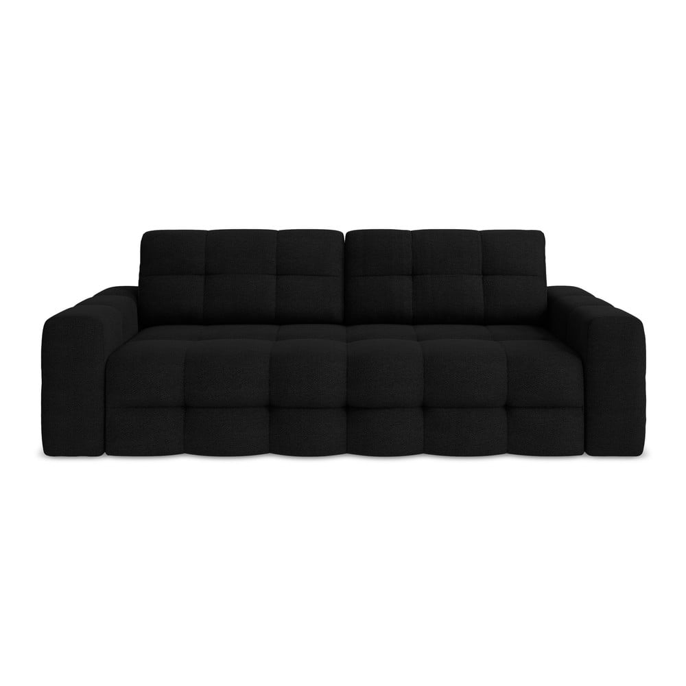 Fekete buklé kinyitható kanapé 255 cm Milu – Makamii