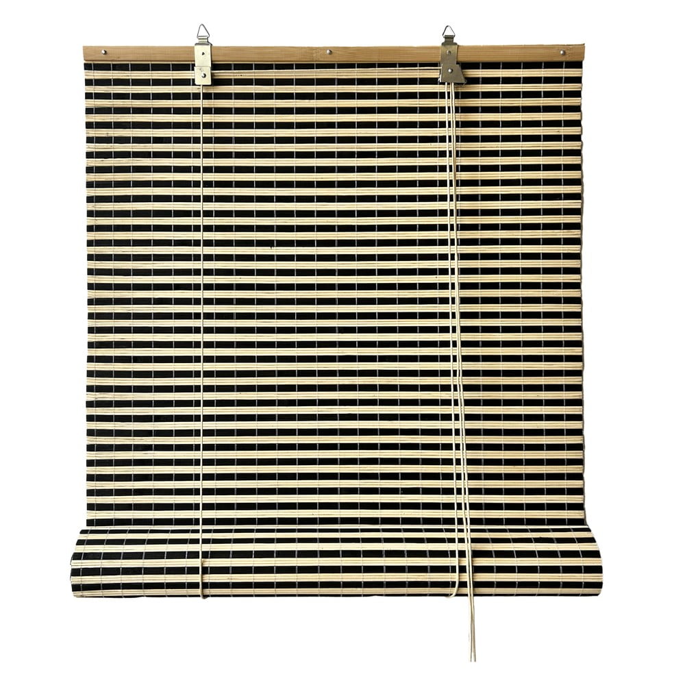 Fekete-natúr színű bambusz roló 150x160 cm Vela – Gardinia