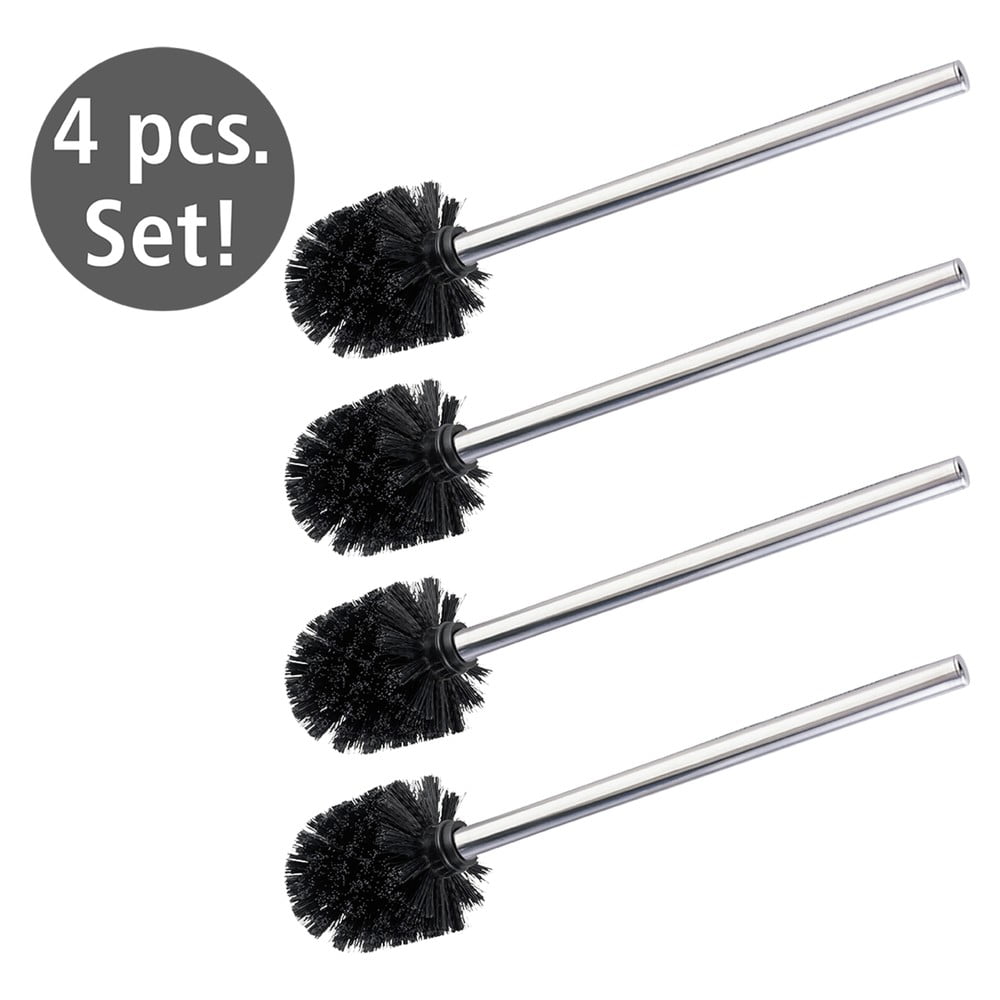 Fényes ezüstszínű rozsdamentes acél tartalék WC-kefe szett 4 db-os Ø8cm – Wenko