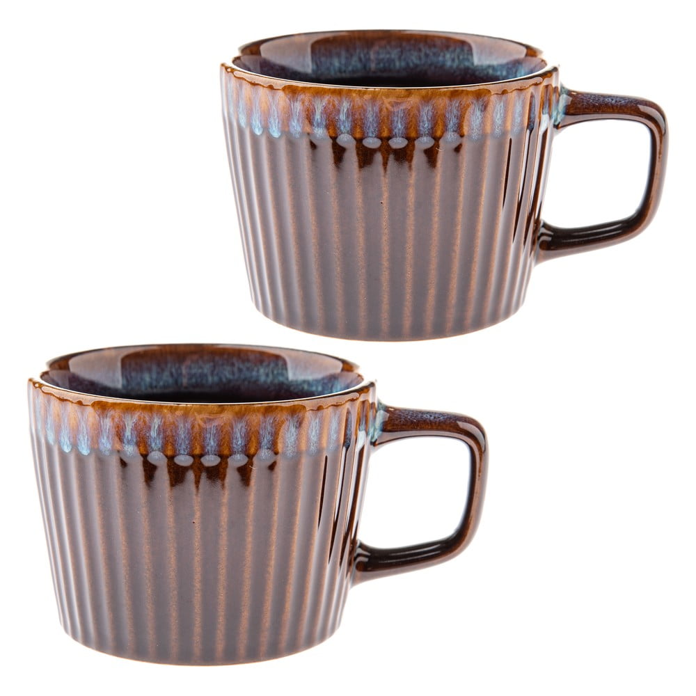 Kék-barna kőedény bögre szett 2 db-os cappucinóhoz 190 ml Tone – Dakls