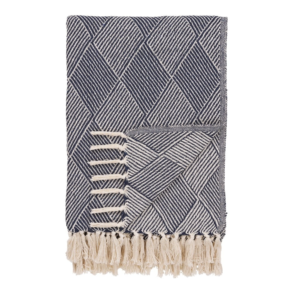 Kék újrahasznosított pamut takaró 130x180 cm Izmir – House Nordic