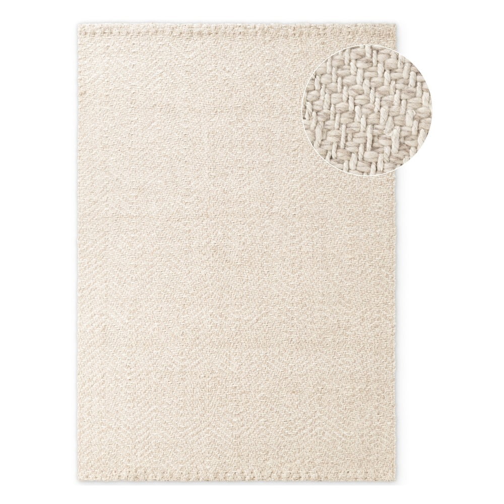 Krémszínű-elefántcsont színű kézi szövésű gyapjúkeverék szőnyeg 160x230 cm Majoli – Elle Decoration