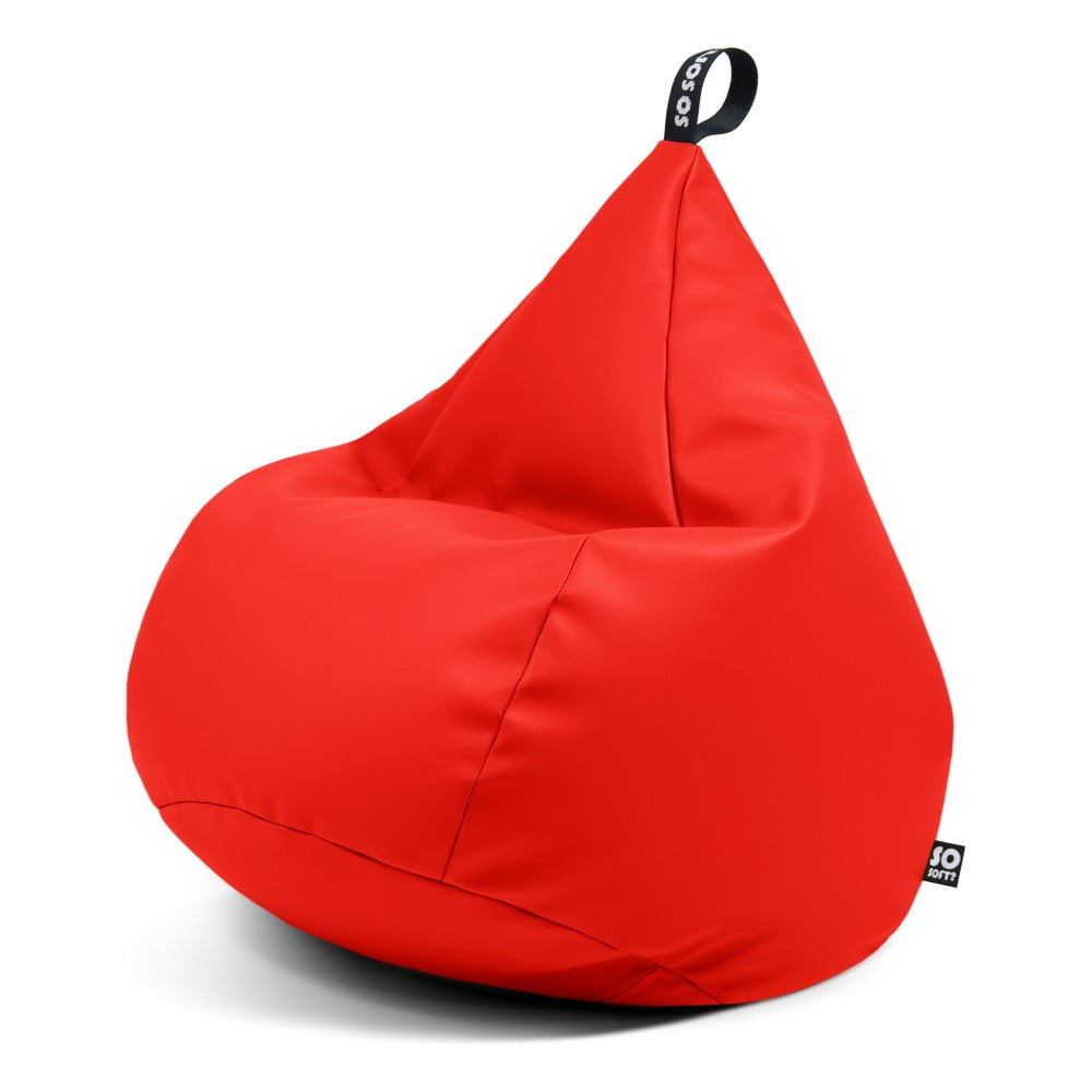 Piros bőrutánzat gyerek babzsákfotel Drop M – So Soft?