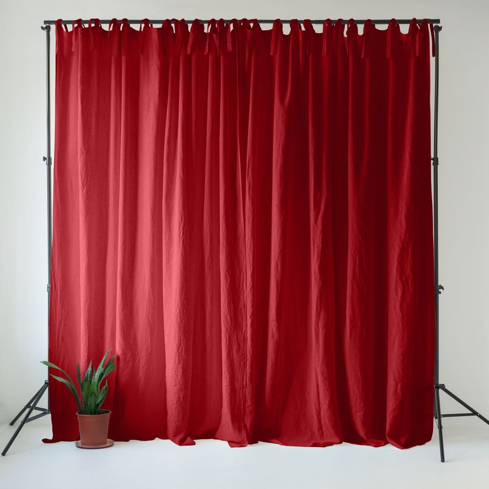Piros len függöny 140x300 cm Lava Falls – Linen Tales