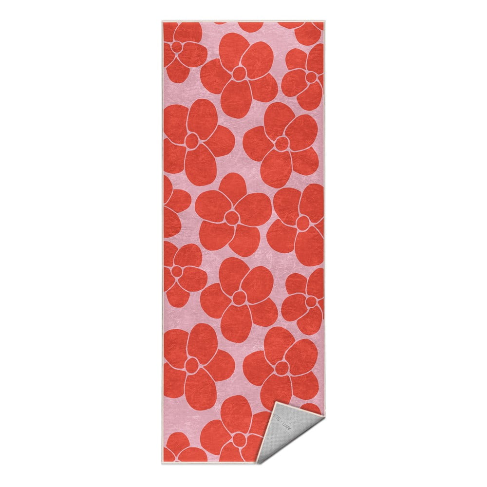 Piros-rózsaszín mosható futószőnyeg 60x230 cm Poppy Fields – Mila Home