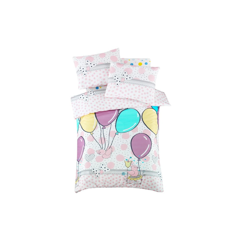 Renforcé pamut gyerek ágyneműhuzat babaágyhoz lepedővel-négyrészes 100x150 cm Balloons – Mijolnir