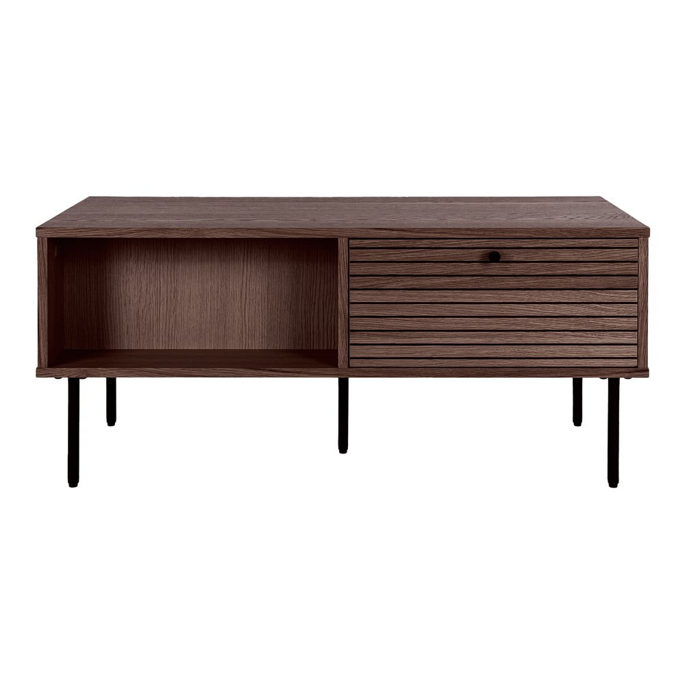 Sötétbarna dohányzóasztal tölgyfa dekorral 50x100 cm Kyoto – House Nordic