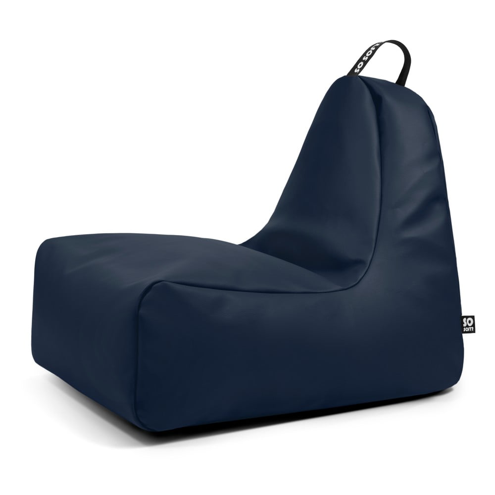 Sötétkék bőrutánzat babzsákfotel Chill XL – So Soft?