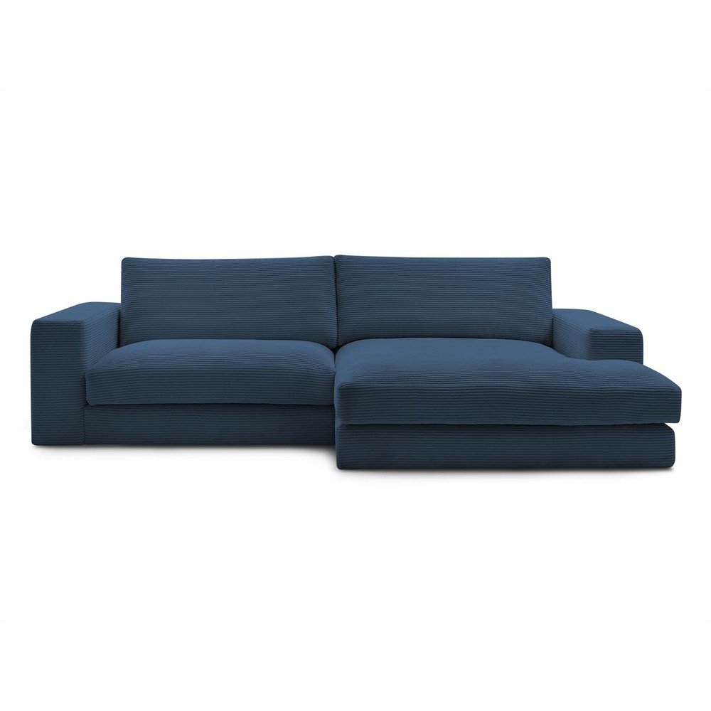 Sötétkék kordbársony sarokkanapé (jobb oldali-heverő résszel) Leonard – Bobochic Paris