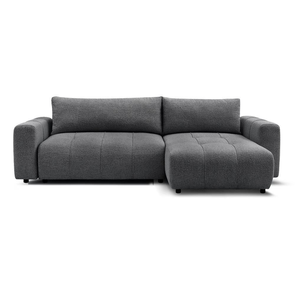 Sötétszürke kinyitható-tárolóhelyes sarokkanapé Arsene – Bobochic Paris