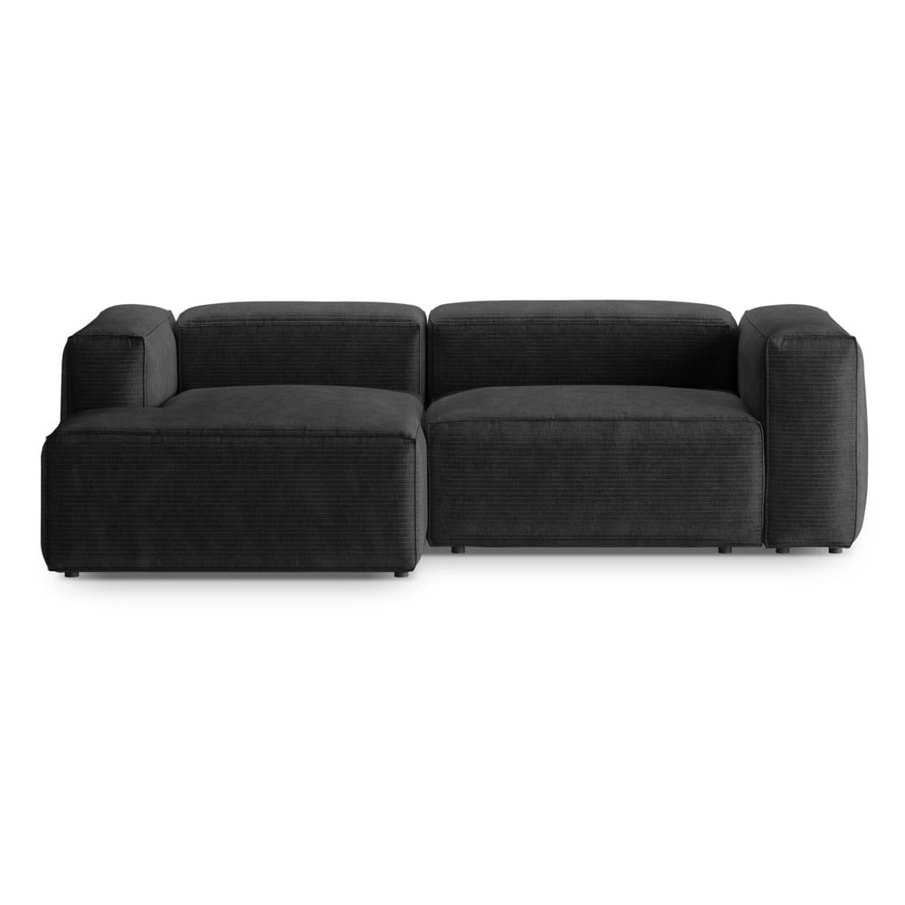 Sötétszürke kordbársony sarokkanapé (bal oldali-heverő résszel) Bergano – Cosmopolitan Design