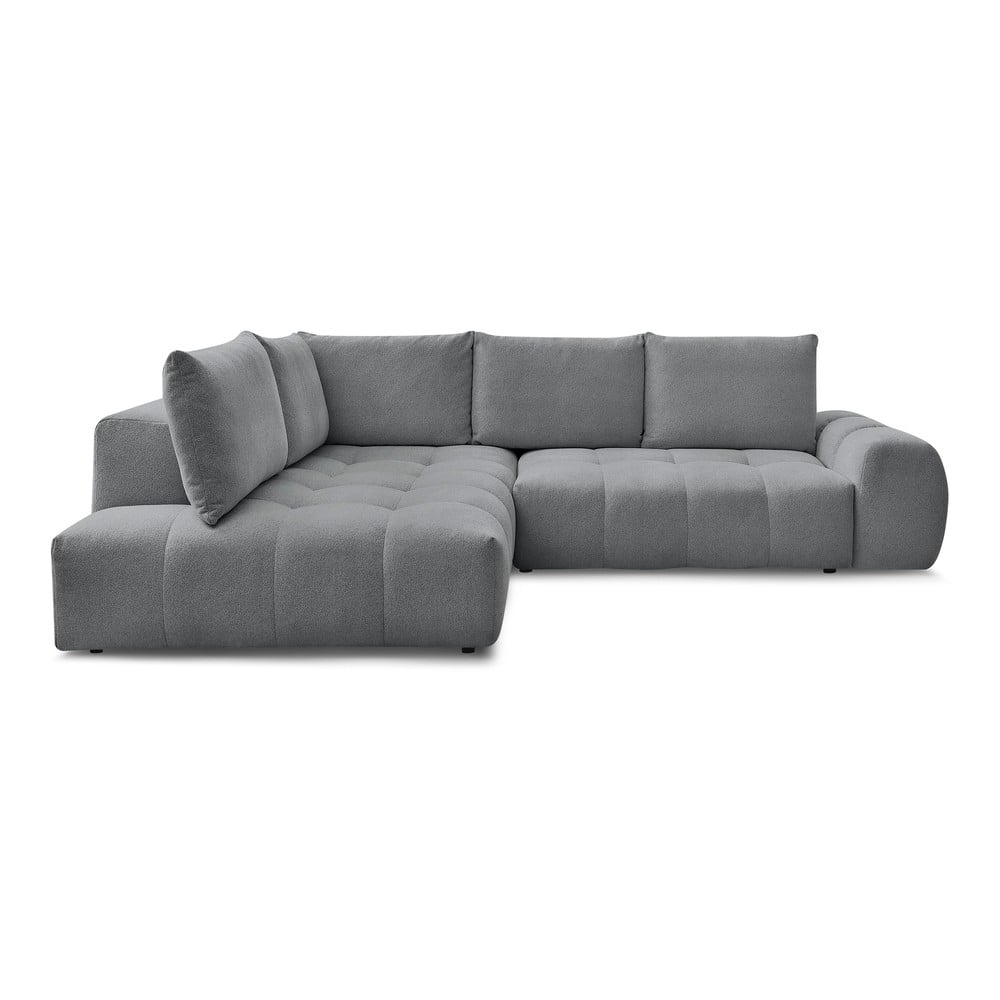 Sötétszürke zsenília kinyitható-tárolóhelyes sarokkanapé (bal oldali-L alakú) Everest – Bobochic Paris